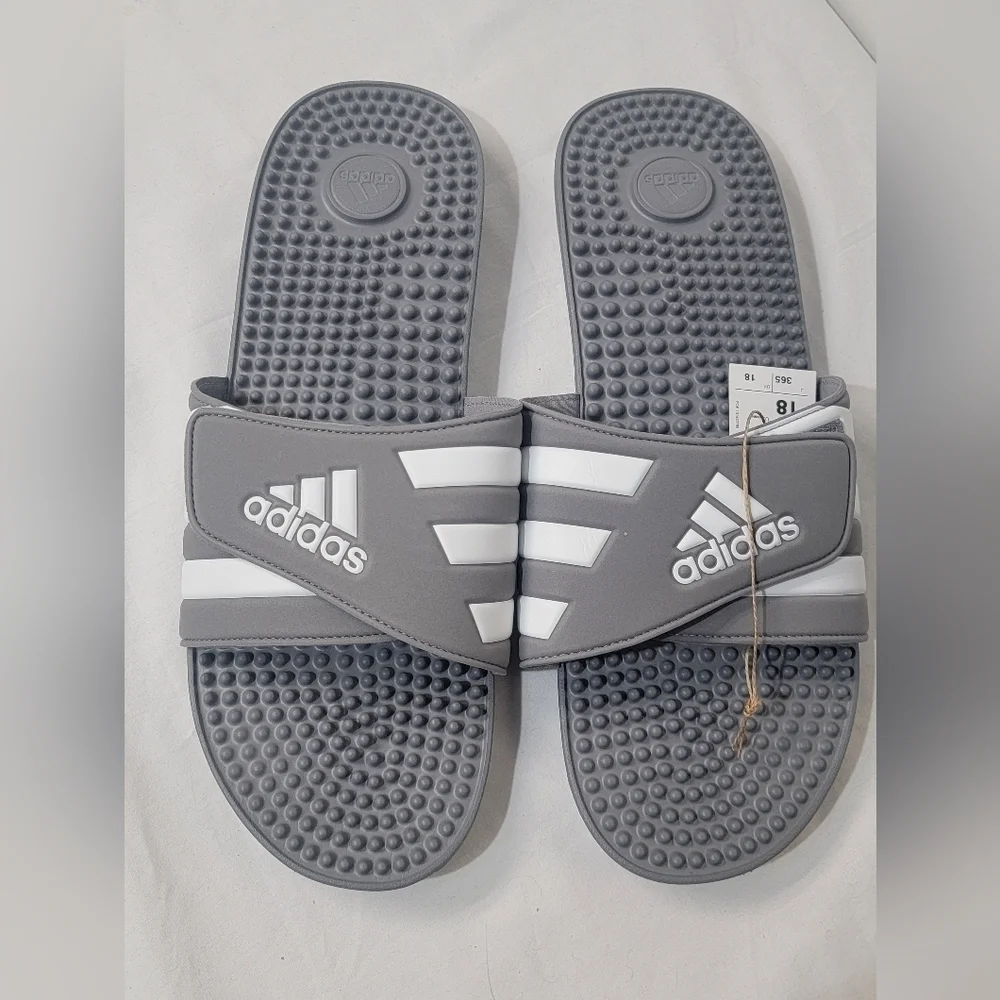 Adidas Mens Adissage Slide Athletic Sandals Size 18 Black/White